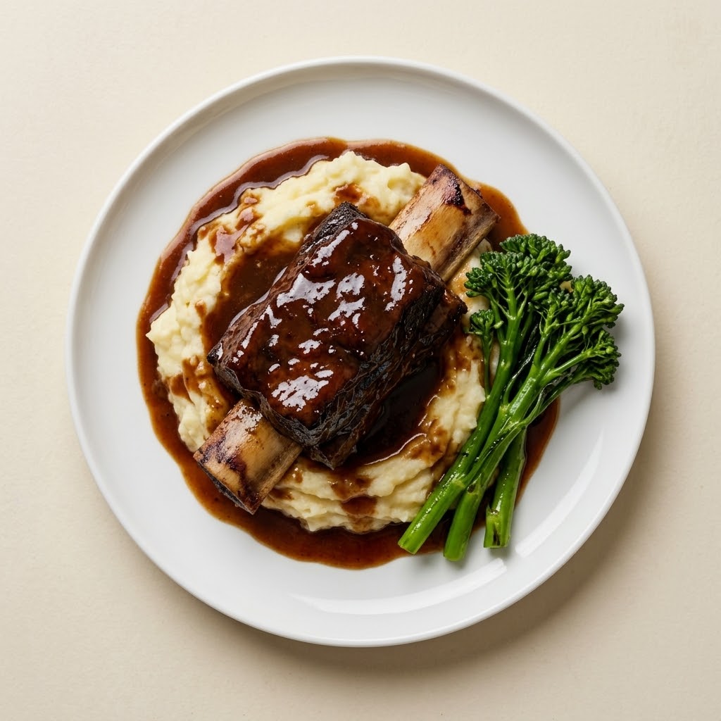 Slow-Braised Red Wine & Garlic Beef Short Ribs