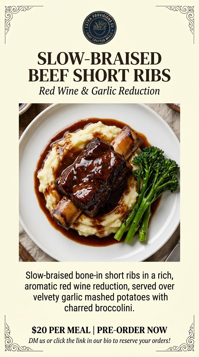 Slow-Braised Red Wine & Garlic Beef Short Ribs