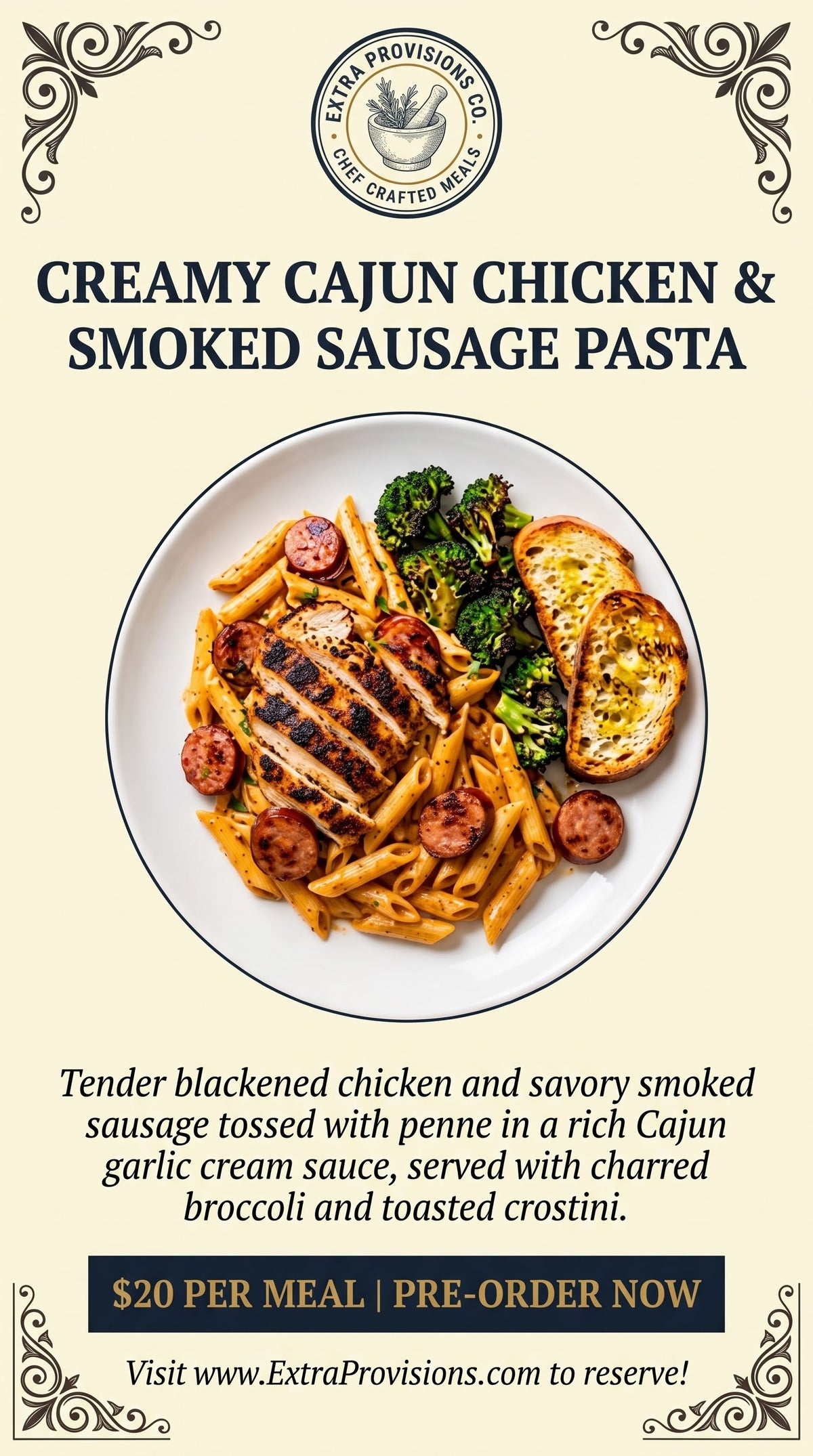 Creamy Cajun Chicken & Smoked Sausage Pasta